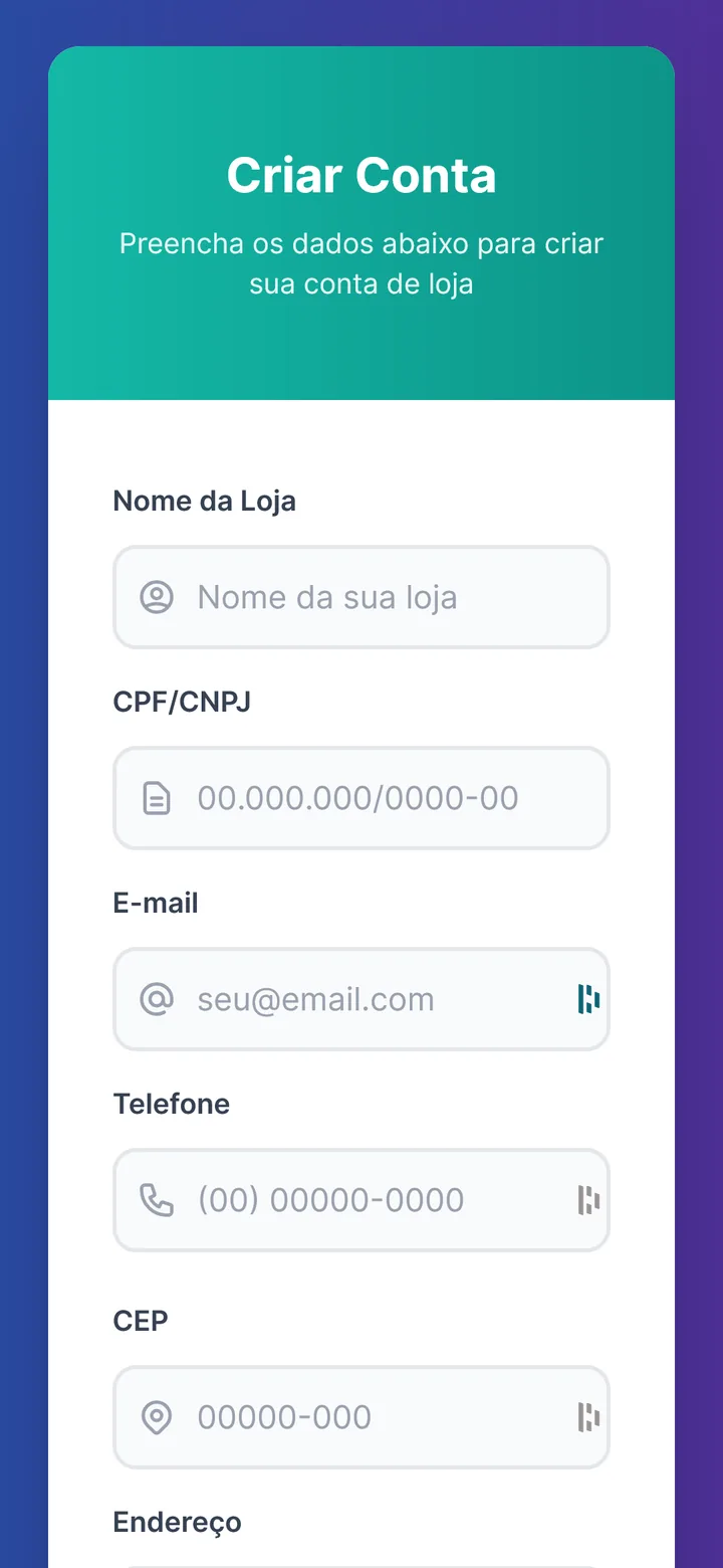 Crie sua conta